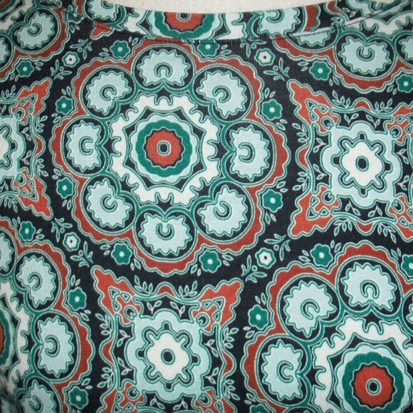 Loft Size MP Sleeveless Medallion Print Crewneck Rust, Cream, Navy Blue Dress - Picture 2 of 5